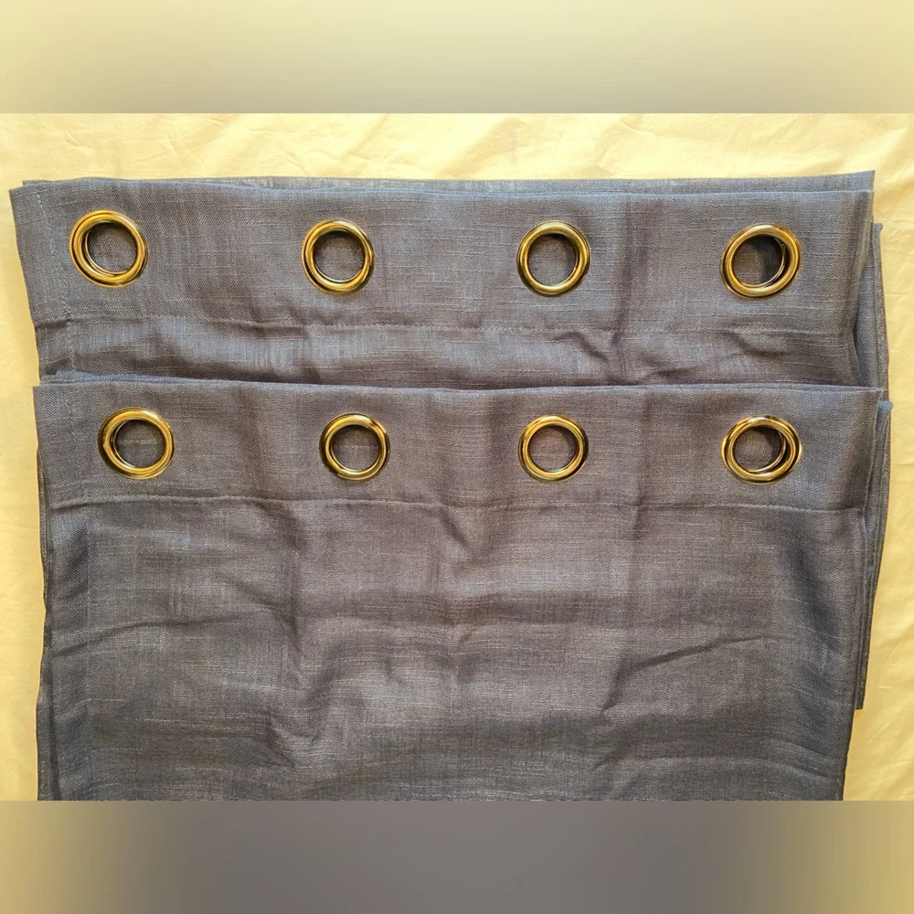 Curtain Panels 2, Blue sheer panels with dark silver grommets,‎ 72” x 54” each